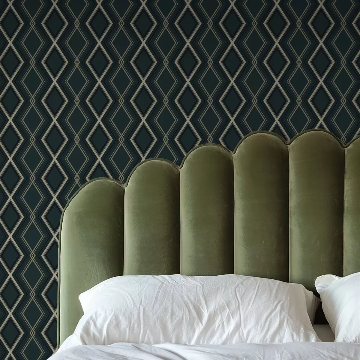 Позадина Тамнозелена позадина са понављајућом дијамантском мрежом a00975v1