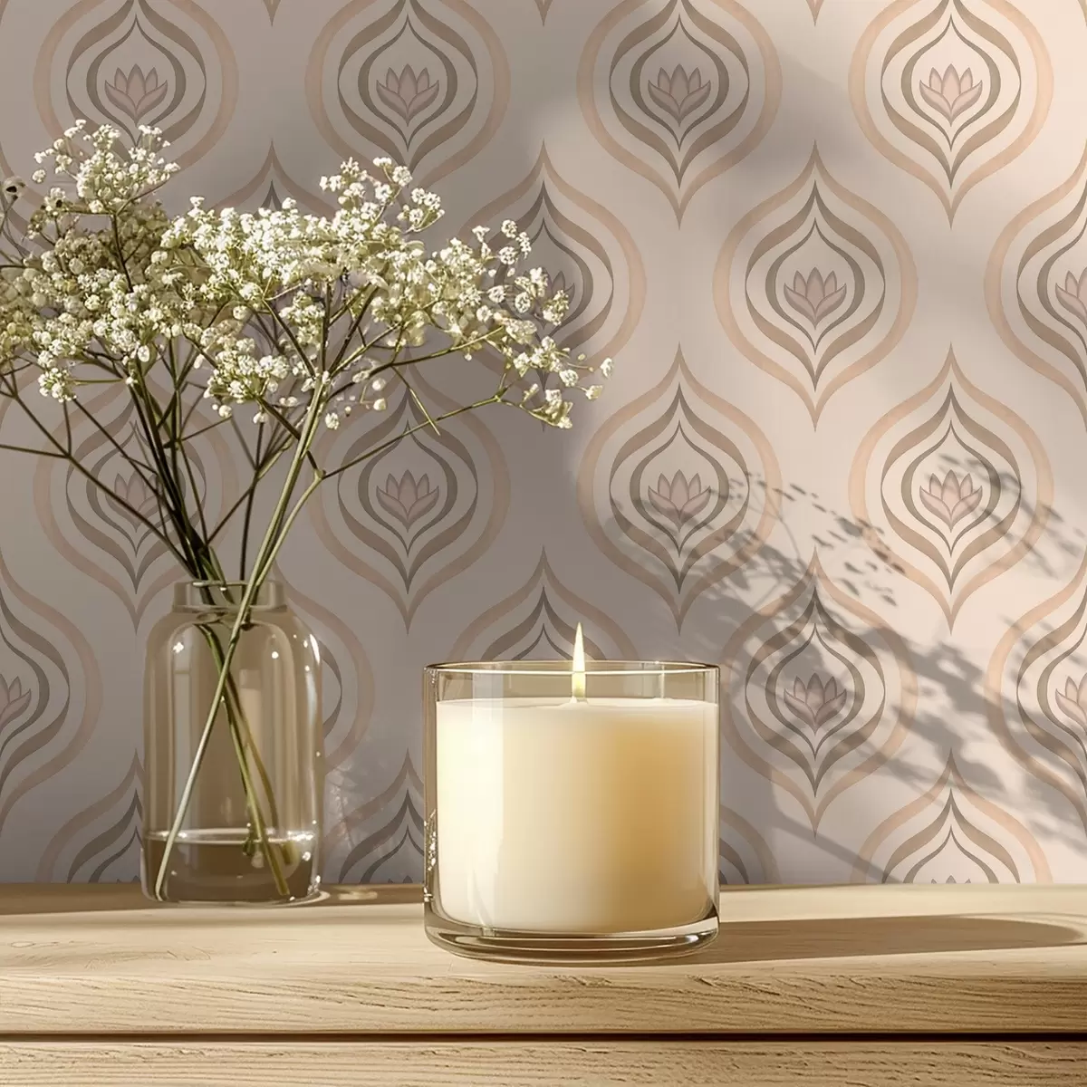 Позадина Мотиви прашкастих капљица са цветом на топлој позадини a00977v2