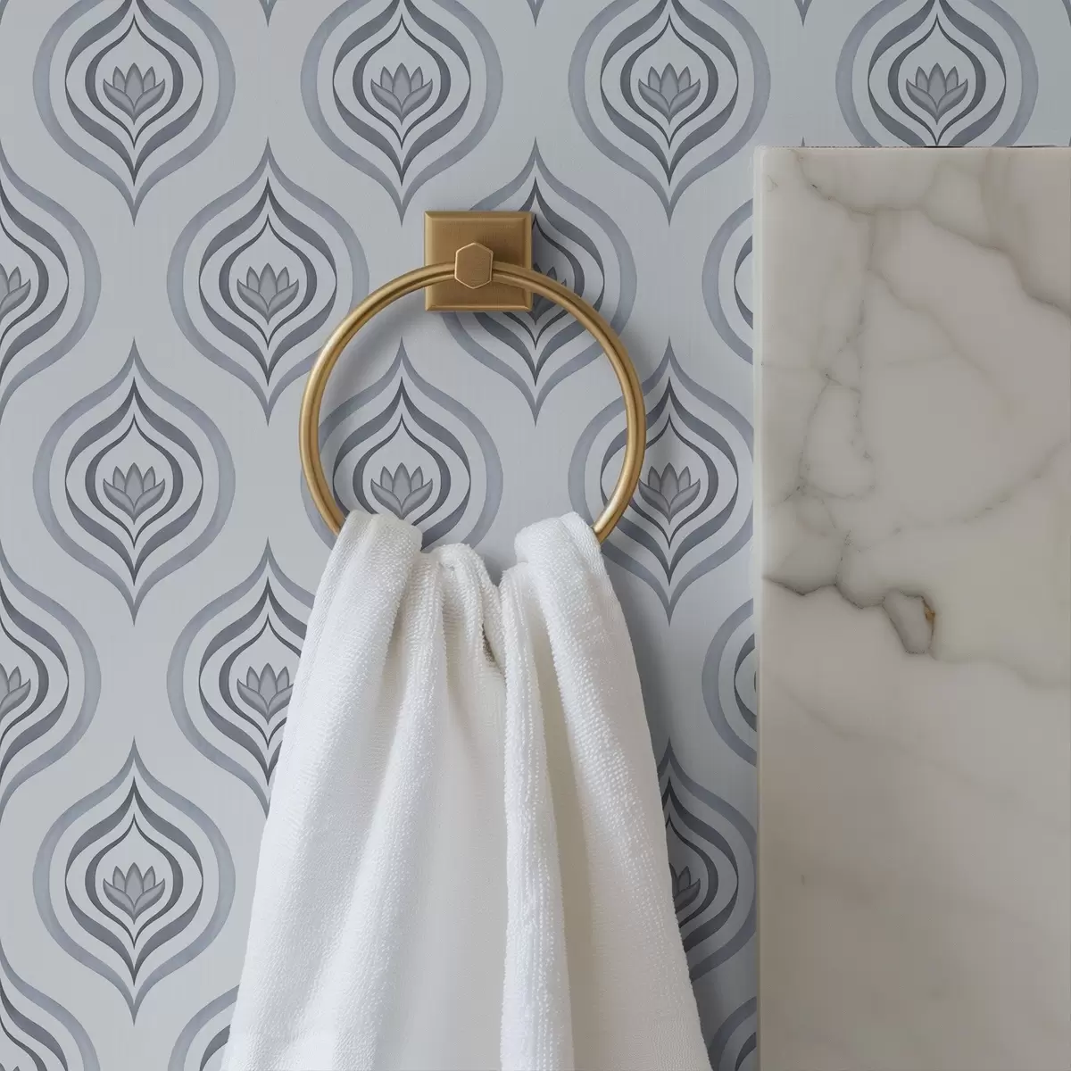 Позадина Кул мотив капљице са цветом у сиво-плавим тоновима a00977v3