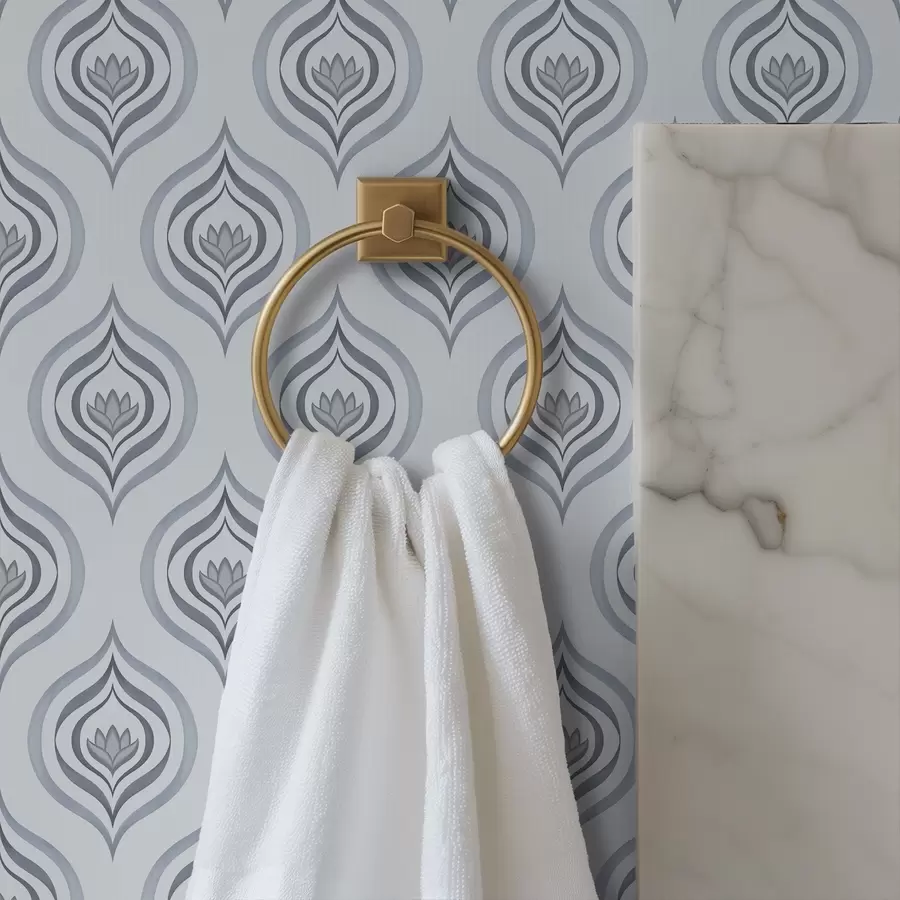 wall murals Кул мотив капљице са цветом у сиво-плавим тоновима a00977v3