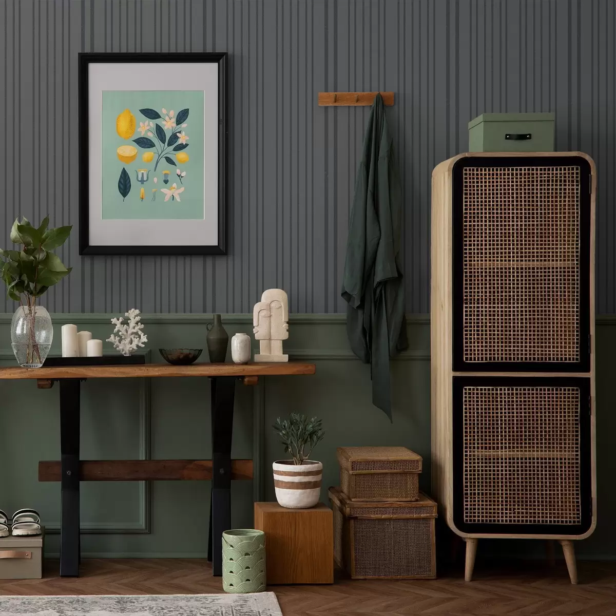 Позадина Тамно сива позадина са вертикалним текстурираним пругама a00979v1