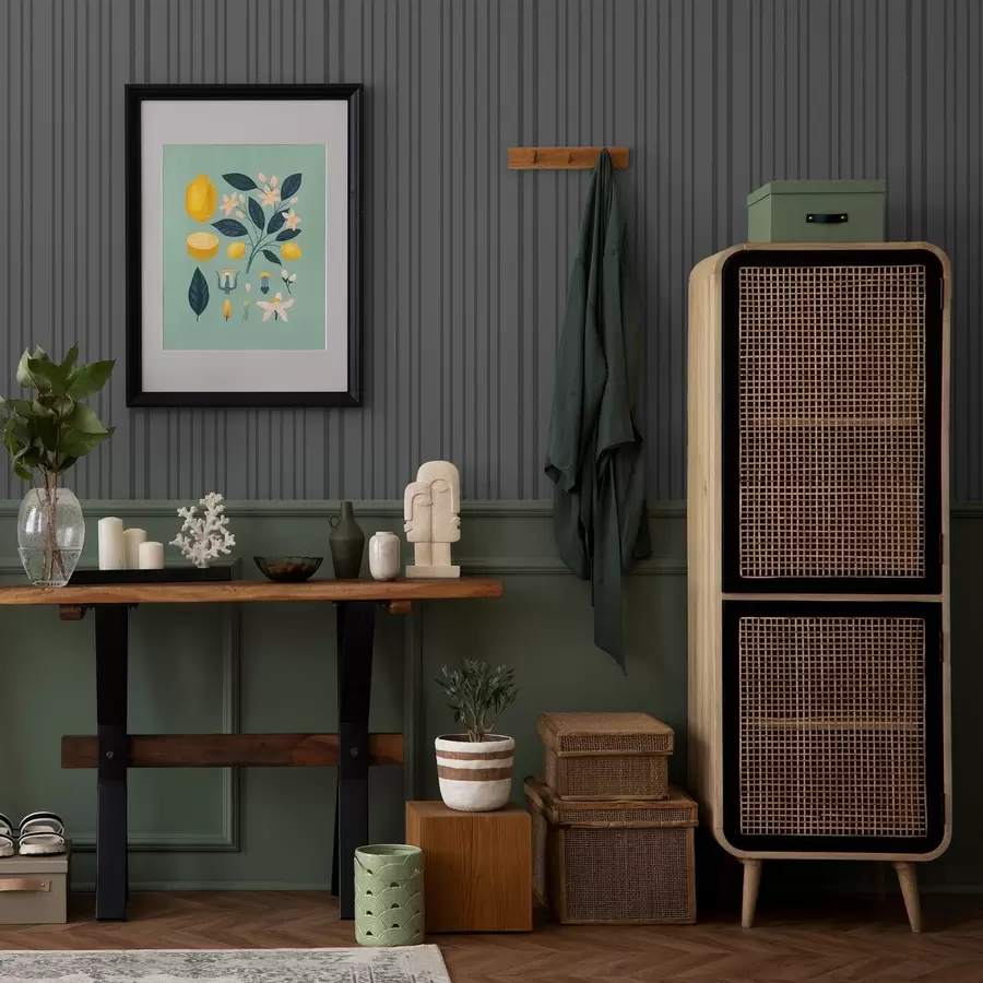 wall murals Тамно сива позадина са вертикалним текстурираним пругама a00979v1