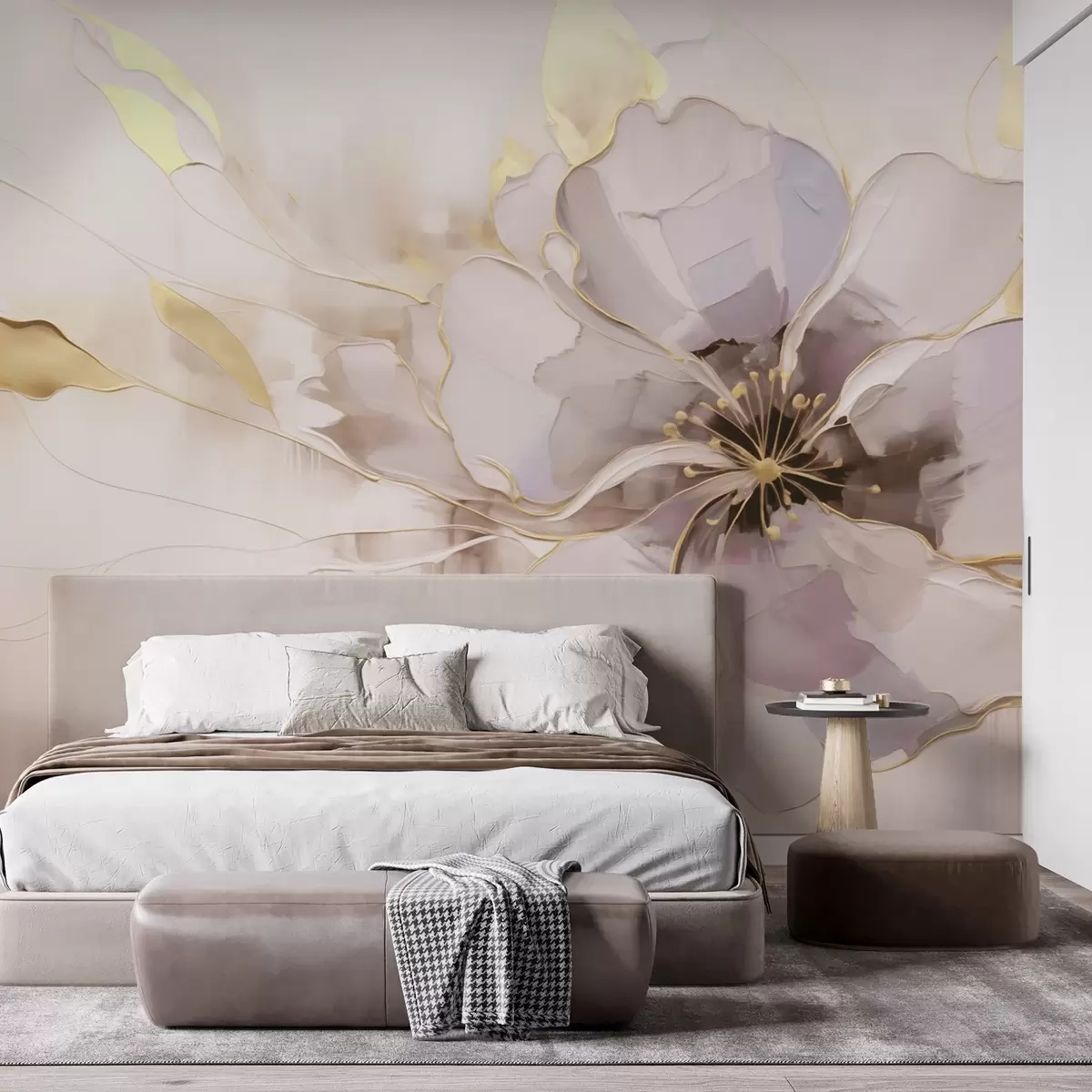 wall murals Плави цвет са жутим акцентима у апстрактном стилу потеза четкицом w09505