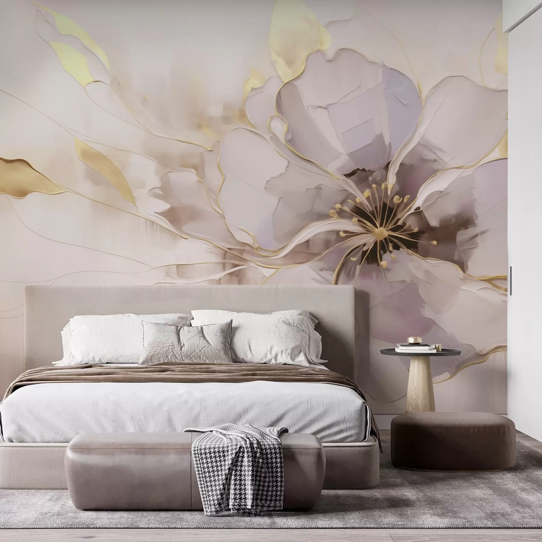 wall murals Плави цвет са жутим акцентима у апстрактном стилу потеза четкицом w09505