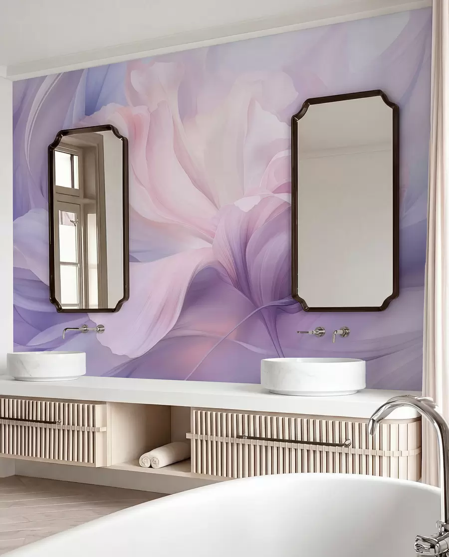 wall murals Нежна измаглица латица: прозрачан цвет у пастелно-јоргованој измаглици w09517