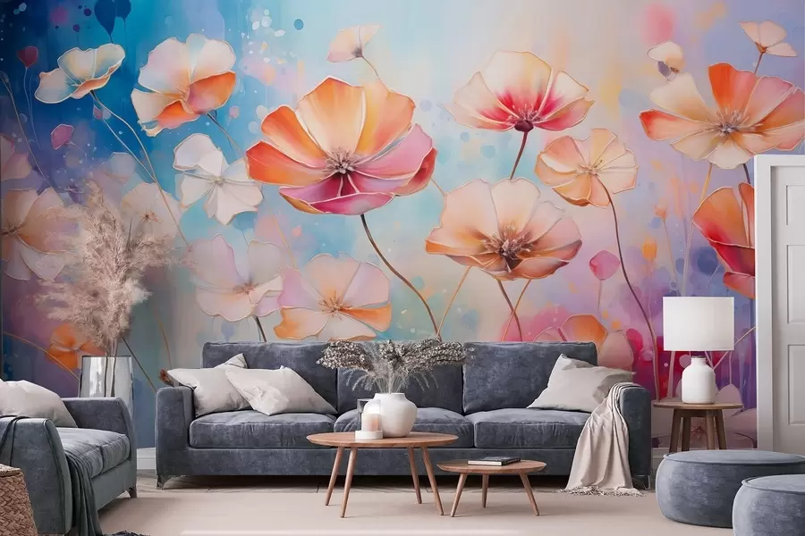 wall murals Светло дивље цвеће у стилу акварела w09521