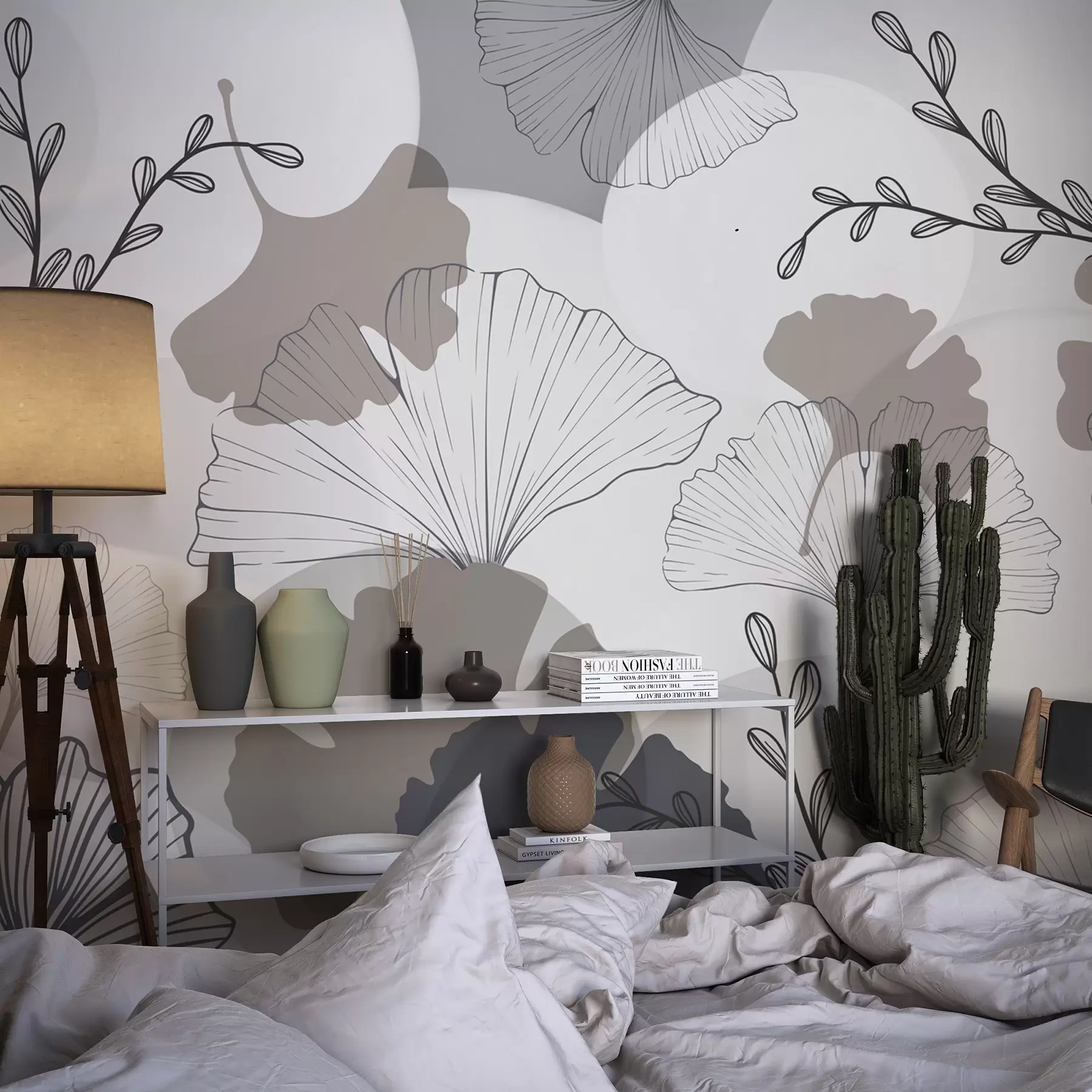 wall murals Минималистички листови гинка w04913