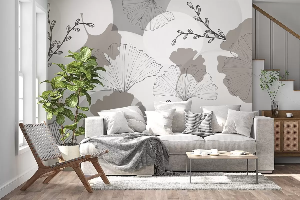 wall murals Минималистички листови гинка w04913