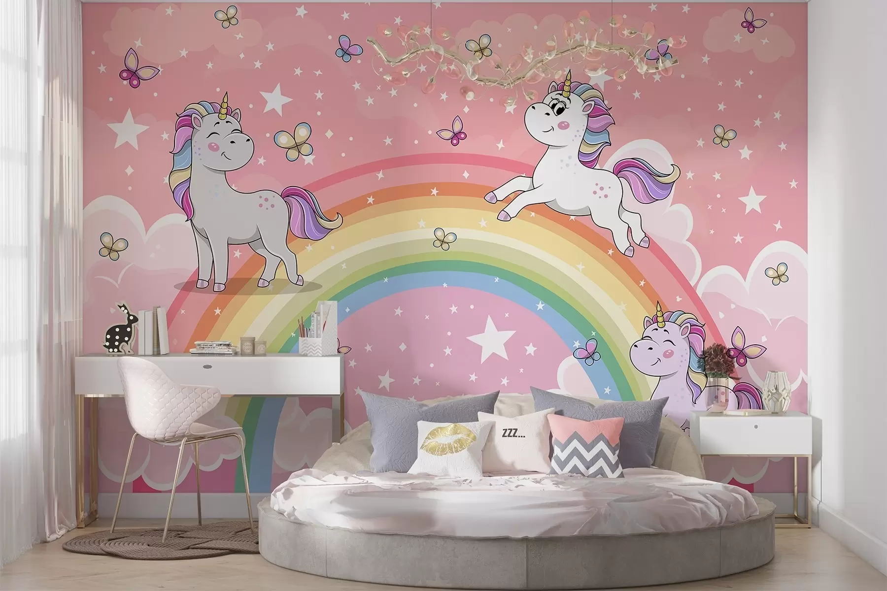 wall murals Једнорози на дуги w04930