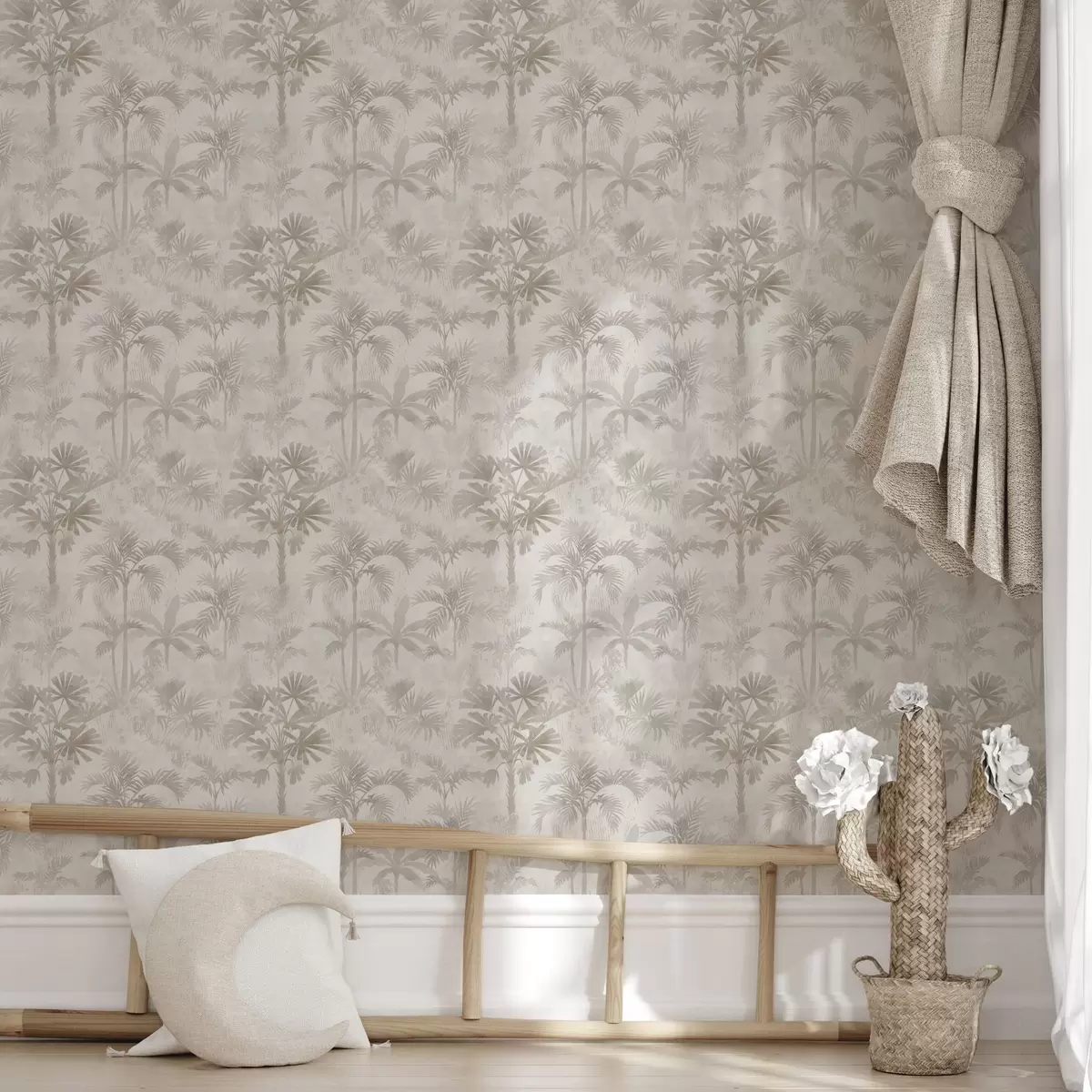 Позадина Магловити палмин гај у топлим беж тоновима a00881