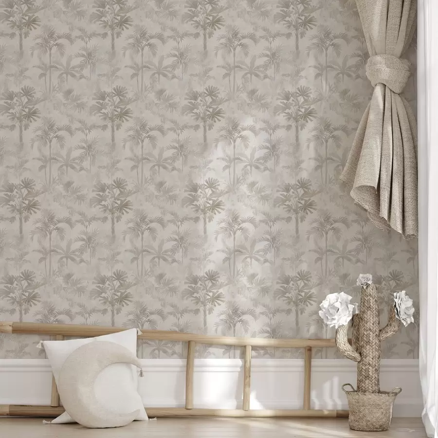 wall murals Магловити палмин гај у топлим беж тоновима a00881