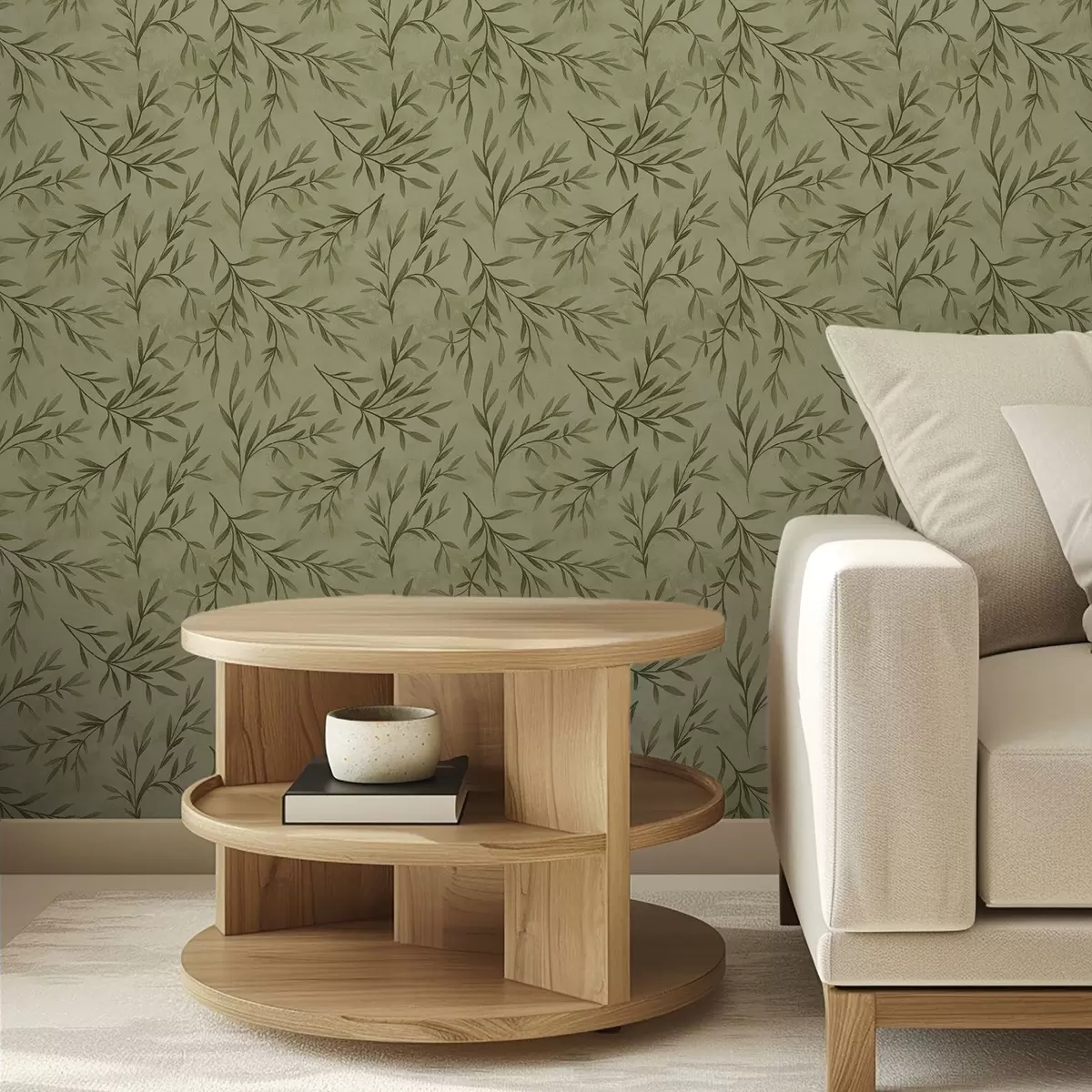 Позадина Гранчице маслине на пригушеном жуто-зеленом текстурираном тлу a00936