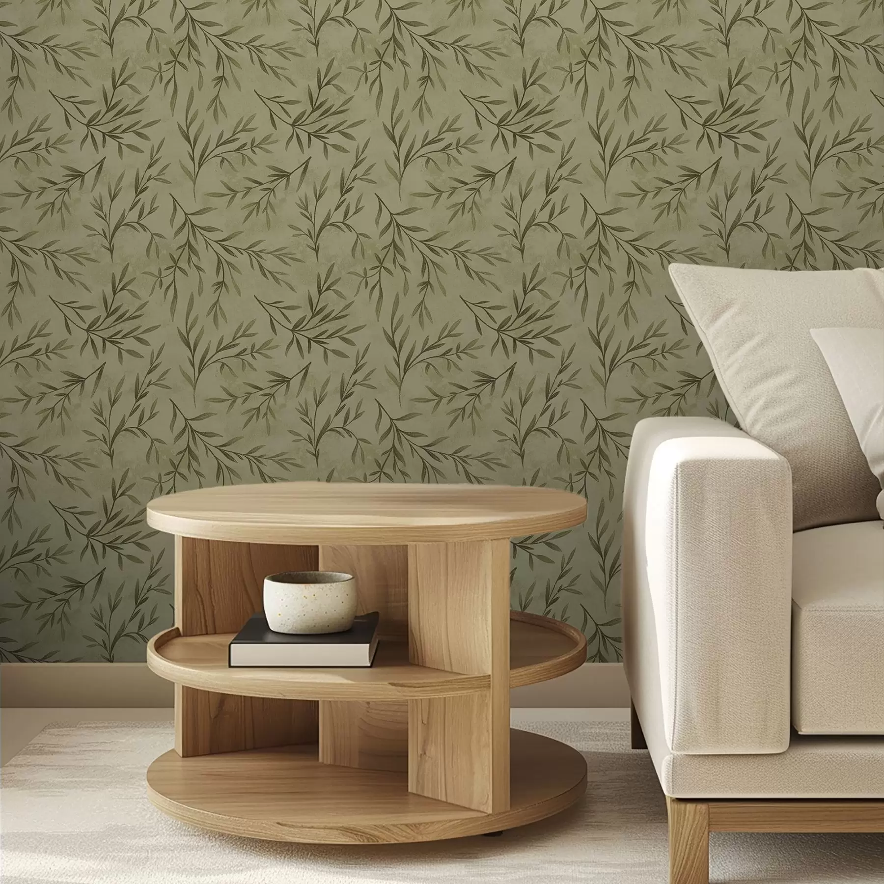 wall murals Гранчице маслине на пригушеном жуто-зеленом текстурираном тлу a00936