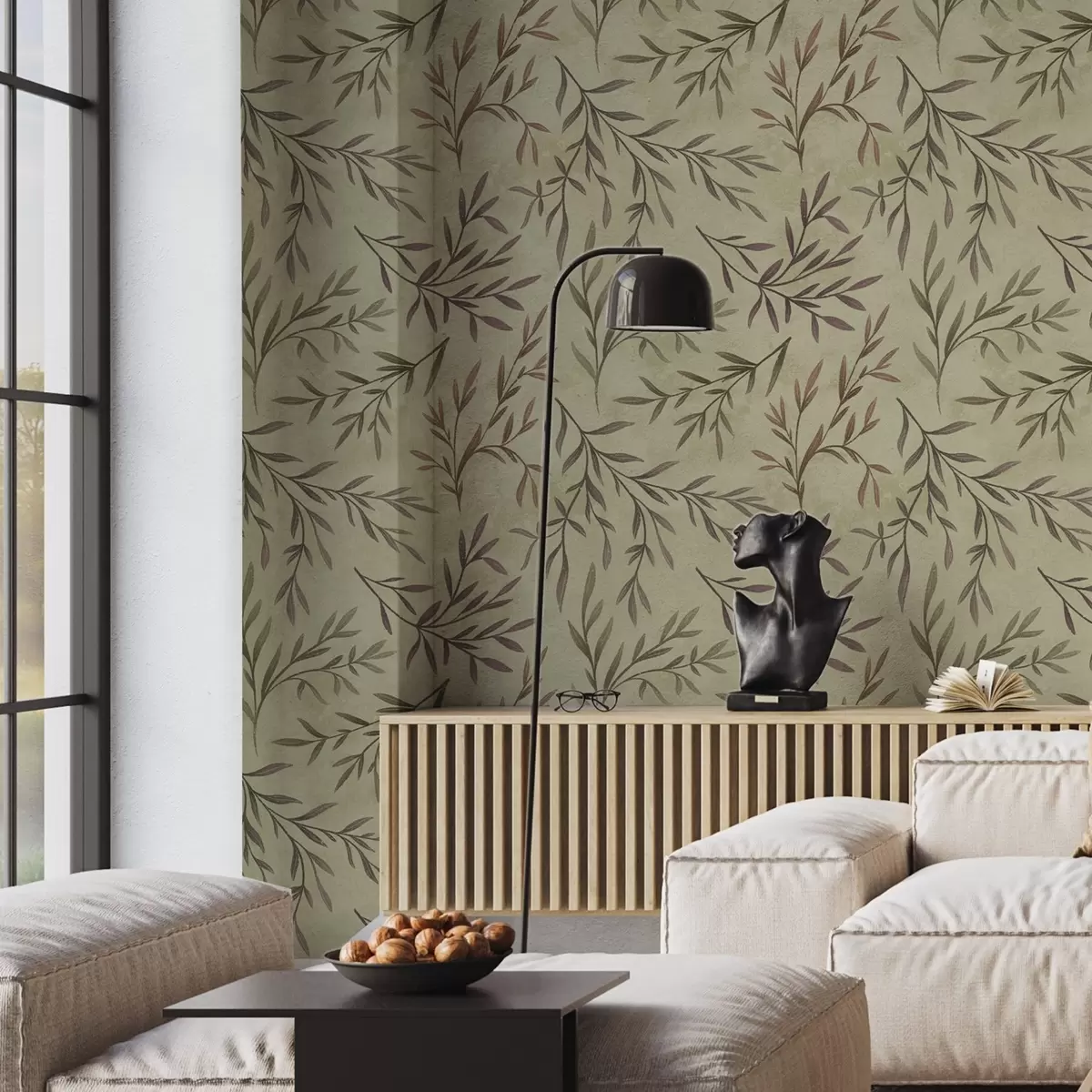 Позадина Јоргована и зелена гранчица са лишћем на топлој позадини a00936v4