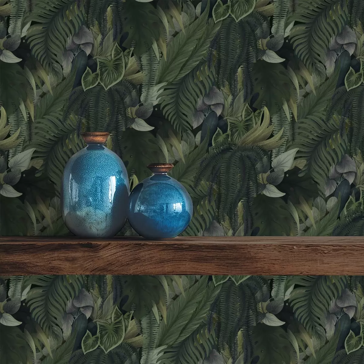 Позадина Густо тропско лишће у дубоко зеленим шикарима a00943