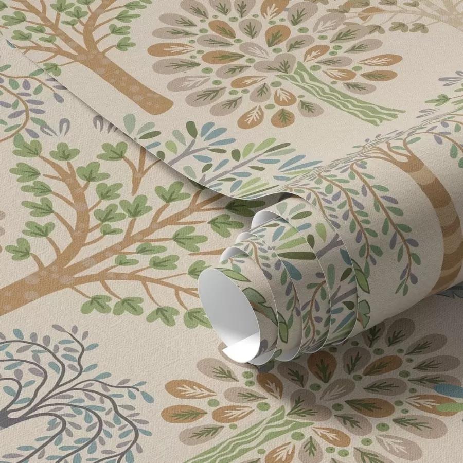 wall murals Декоративно дрвеће у мекој природној палети a00960