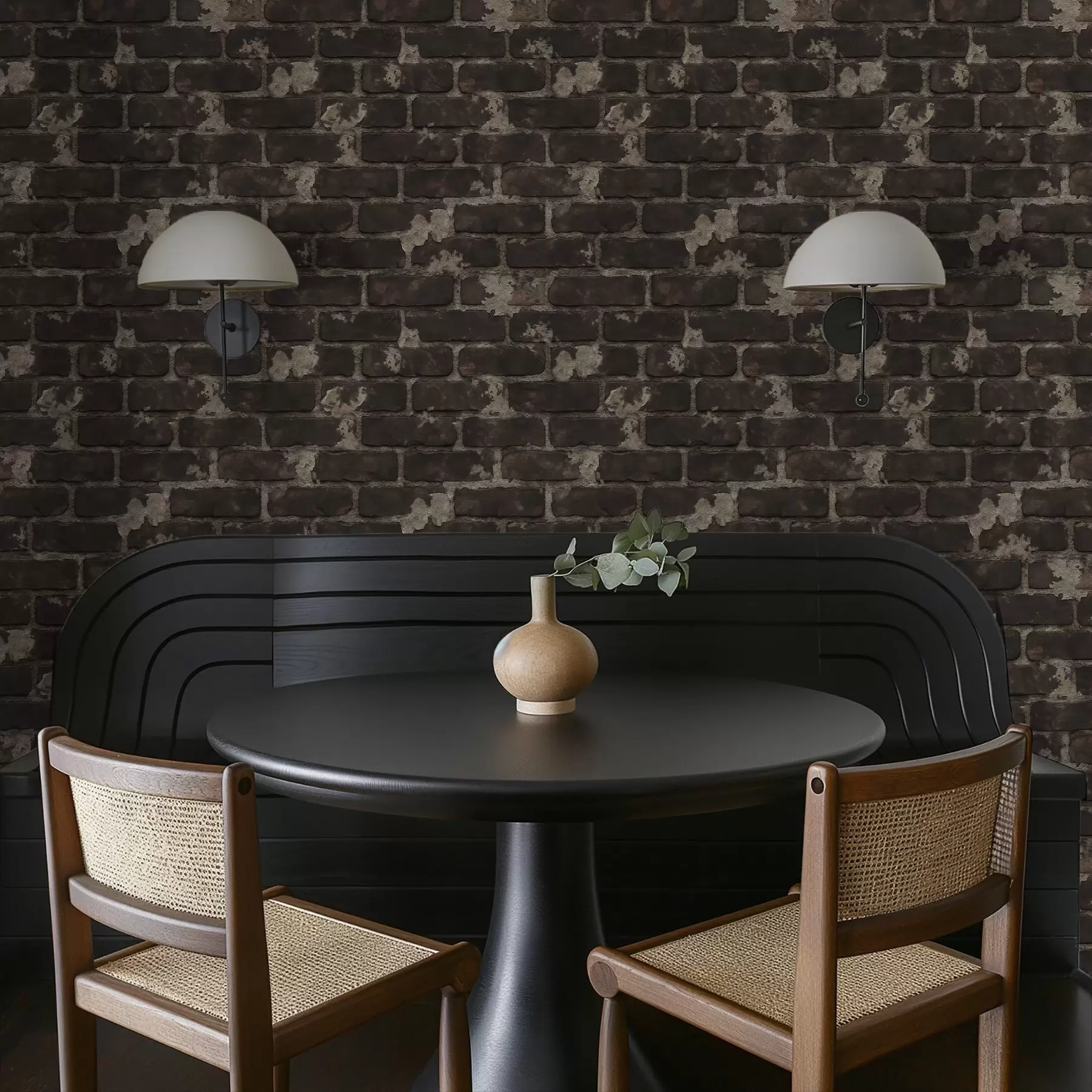 wall murals Затамњени стари зид од цигле са истрошеним закрпама a01030