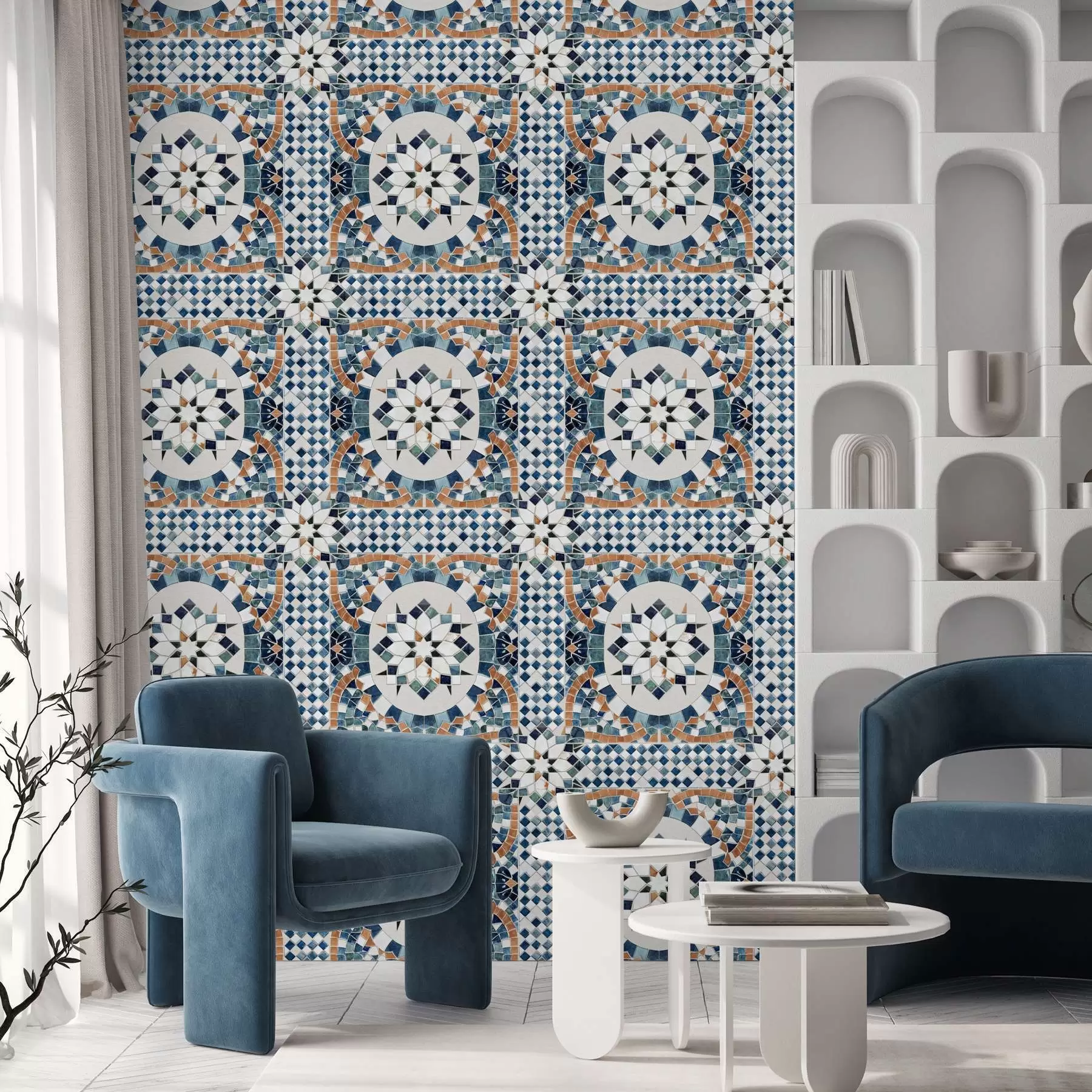 wall murals Светли марокански мозаик у плаво-тиркизним тоновима a01043