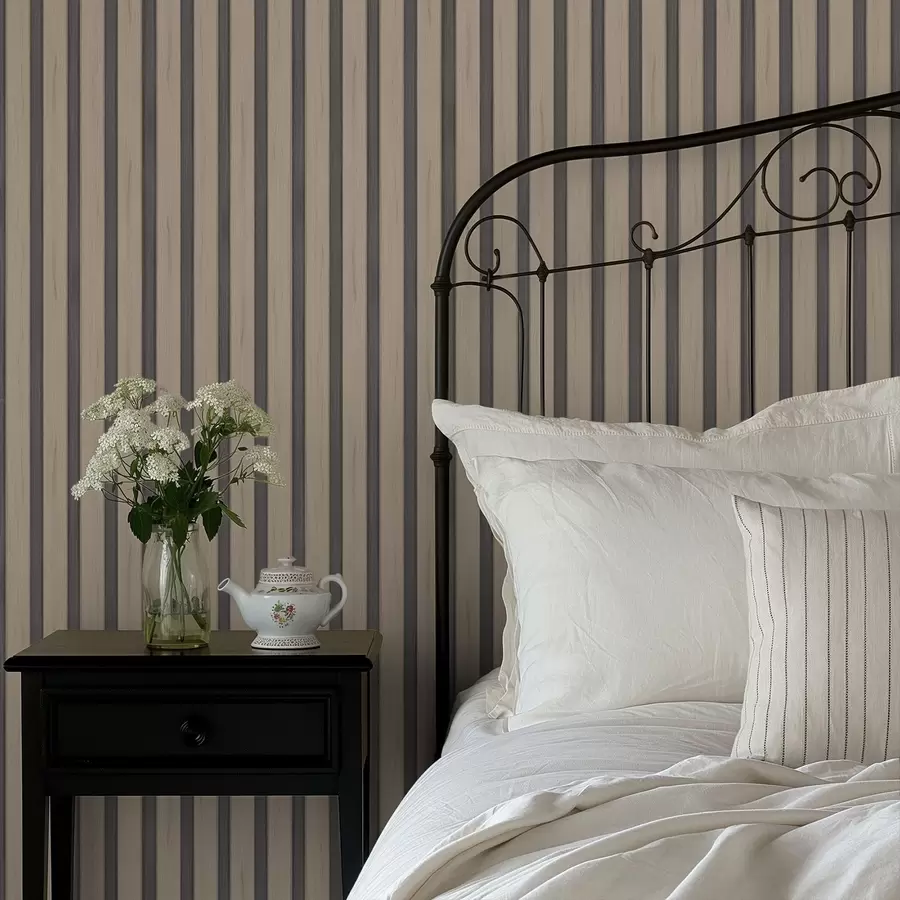 wall murals Беж дрвене даске са тамним вертикалним пругама a01054v2