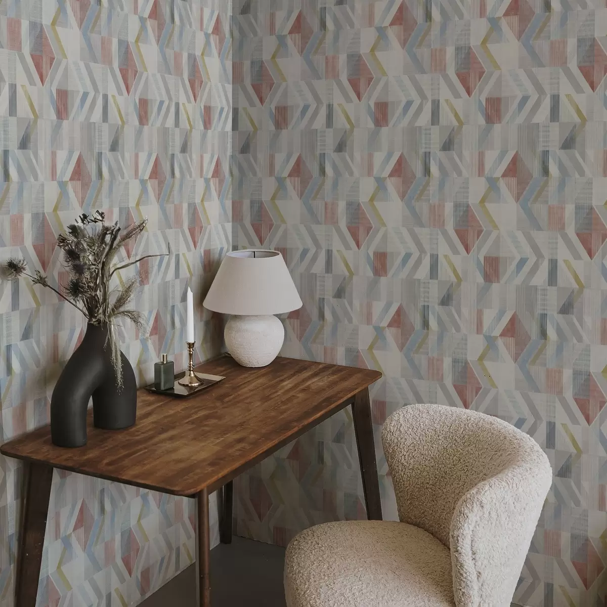 Позадина Геометријске стрелице у пастелним црвеним и плавим тоновима a01056