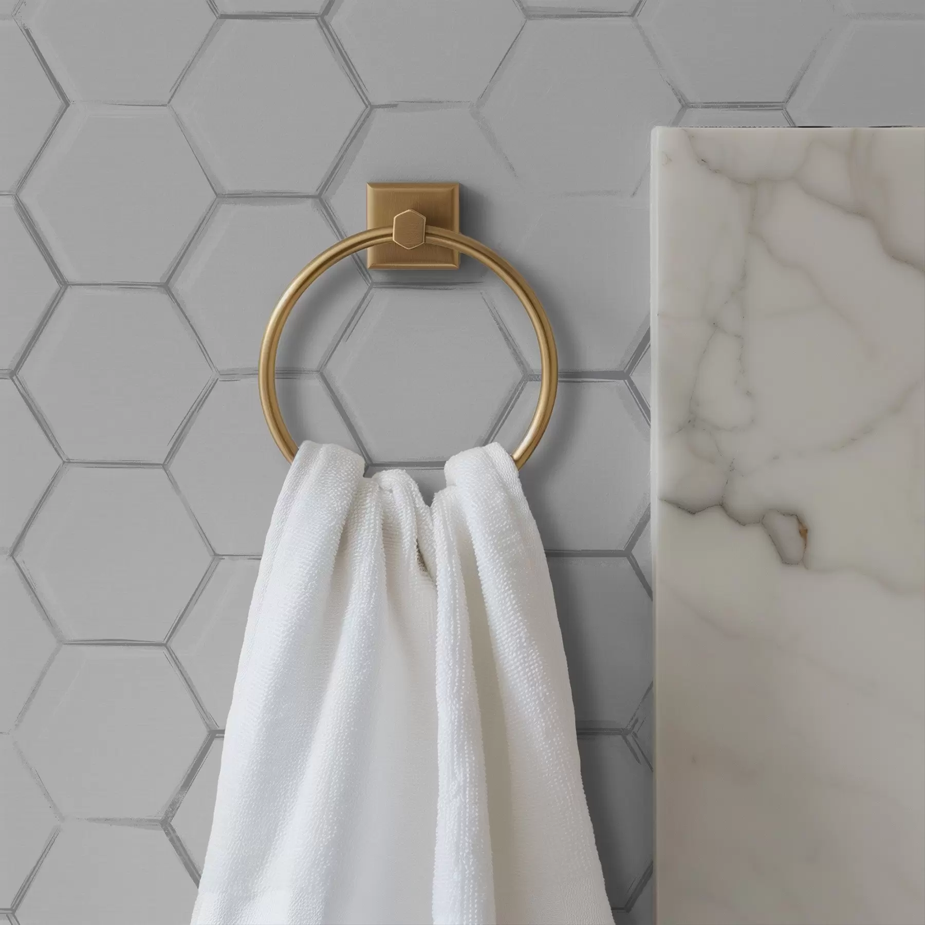 wall murals Бели тродимензионални шестоуглови на глаткој позадини a01059