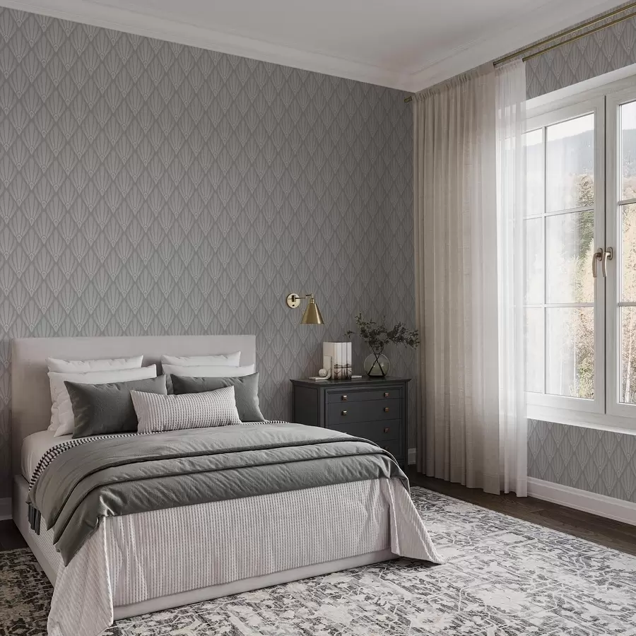 wall murals Сиви арт деко са лепезастим облицима a01064