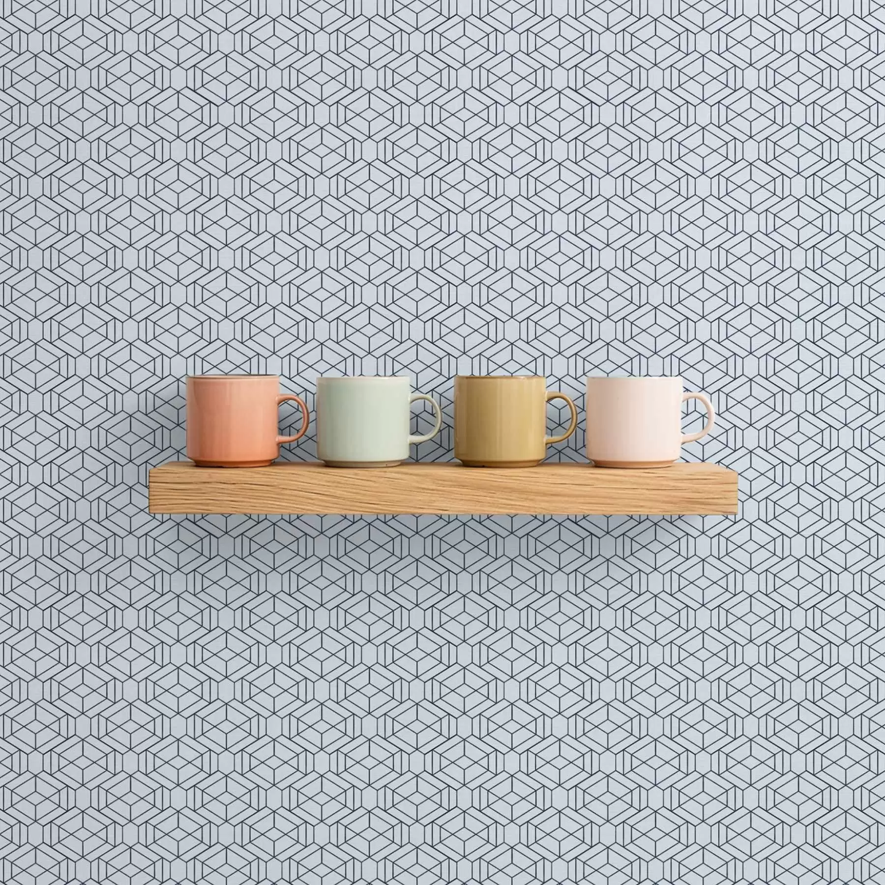 wall murals Светлоплави геометријски узорак коцке a01066