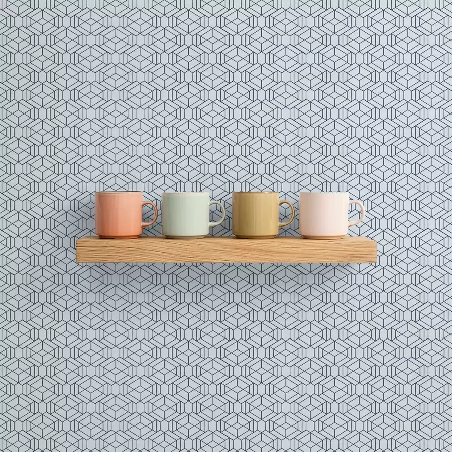 wall murals Светлоплави геометријски узорак коцке a01066