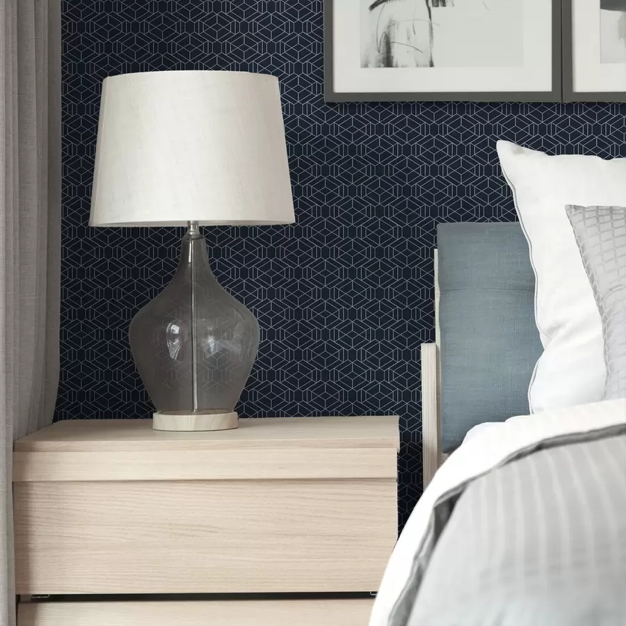 wall murals Тамноплава геометријска решетка коцки a01066v1