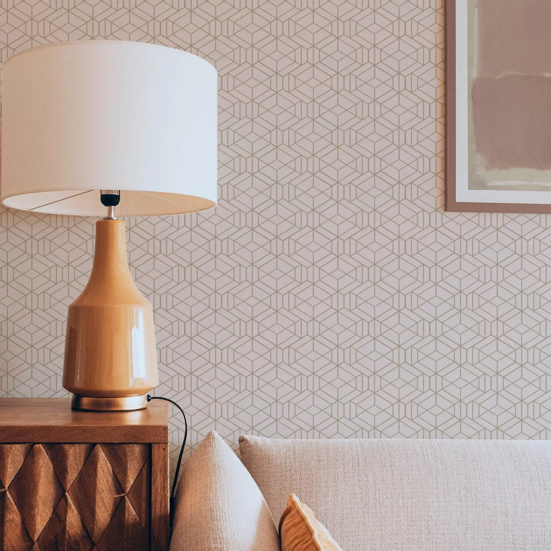 wall murals Топла беж позадина са финим графичким коцкицама a01067v3