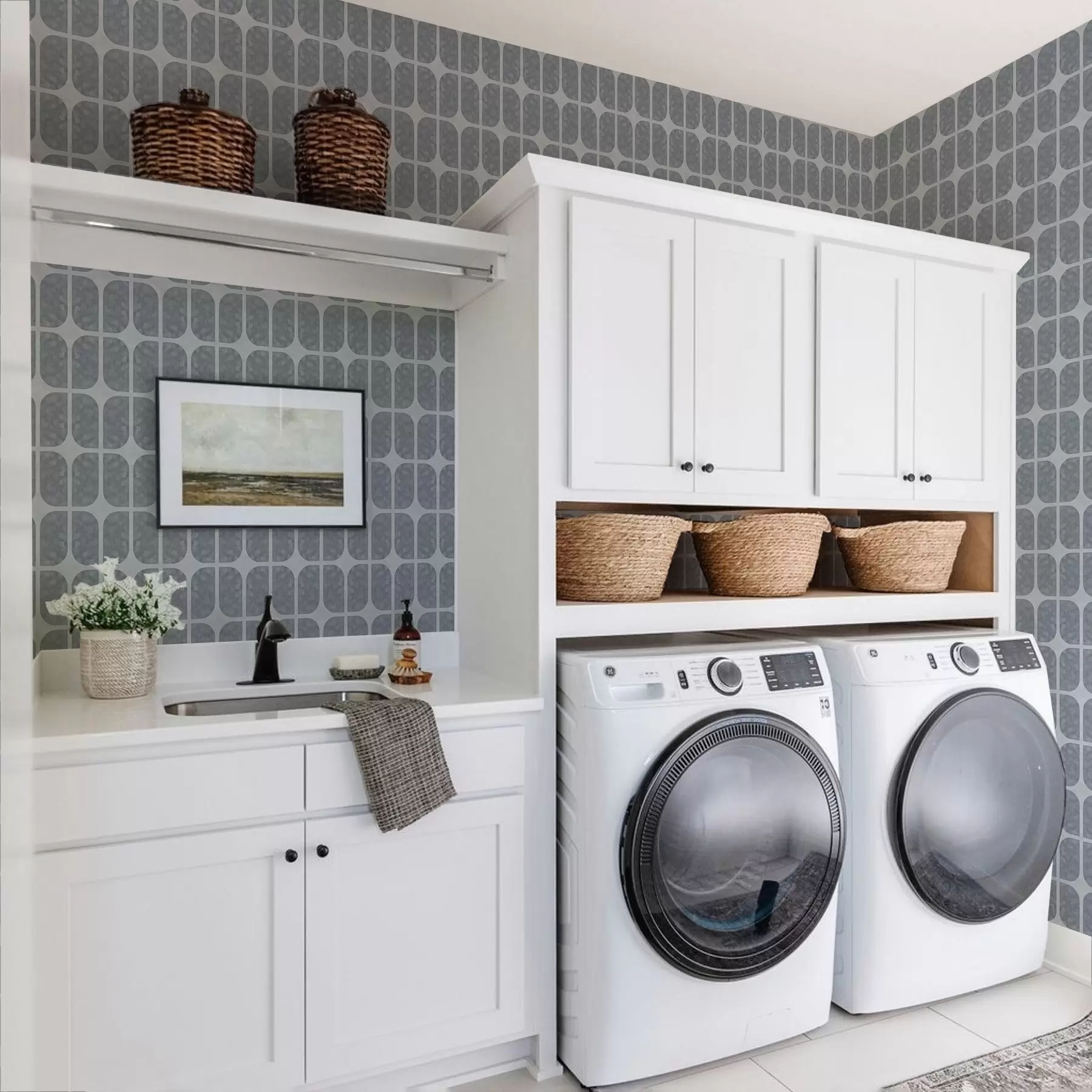 wall murals Сиви мозаик са правоугаоним луковима и меком текстуром a01068