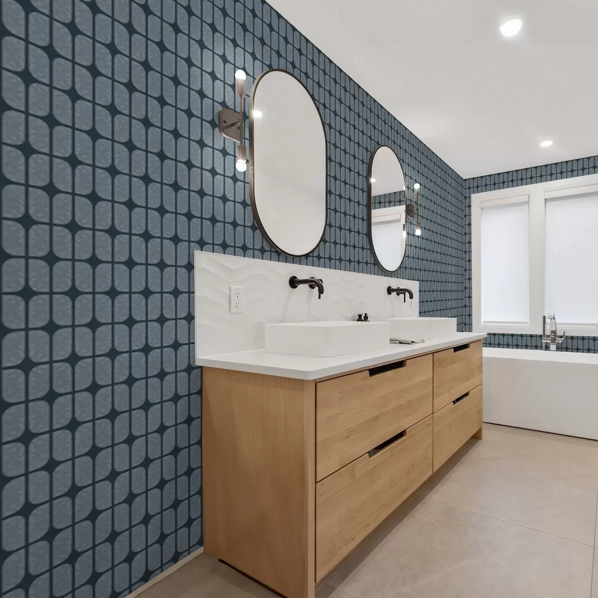 Позадина Тамноплава позадина са сивим мозаиком заобљених плочица a01068v1