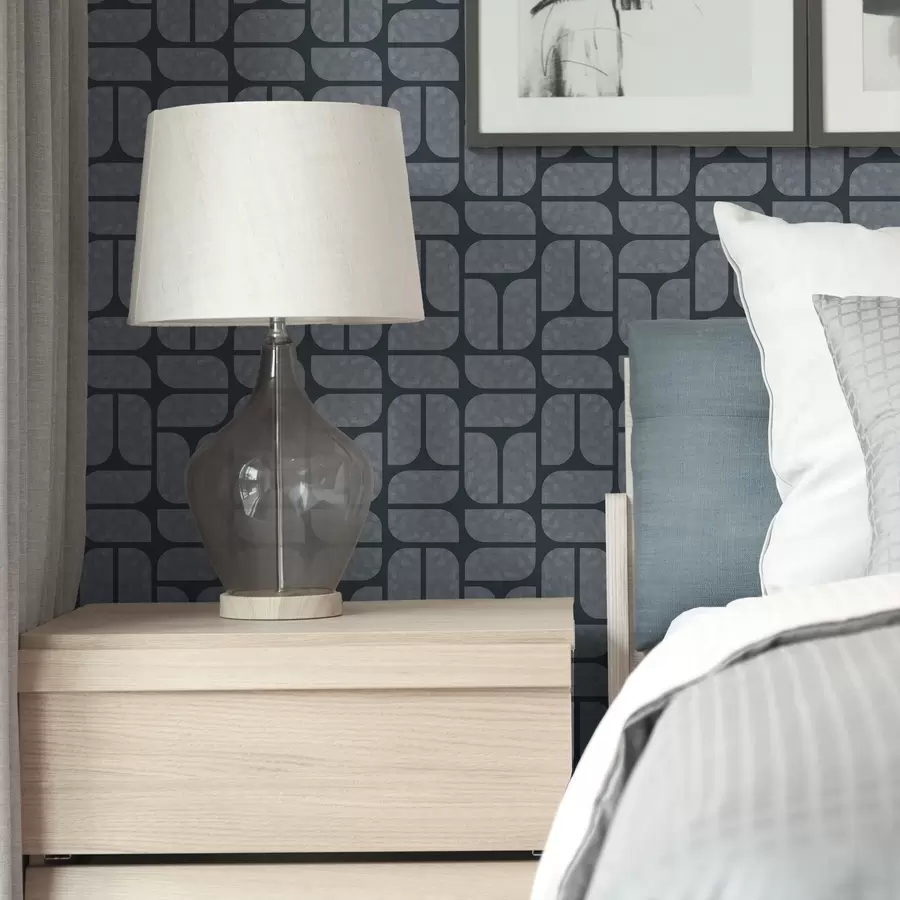 wall murals Тамна позадина са сивим мозаиком заобљених модула a01069v1