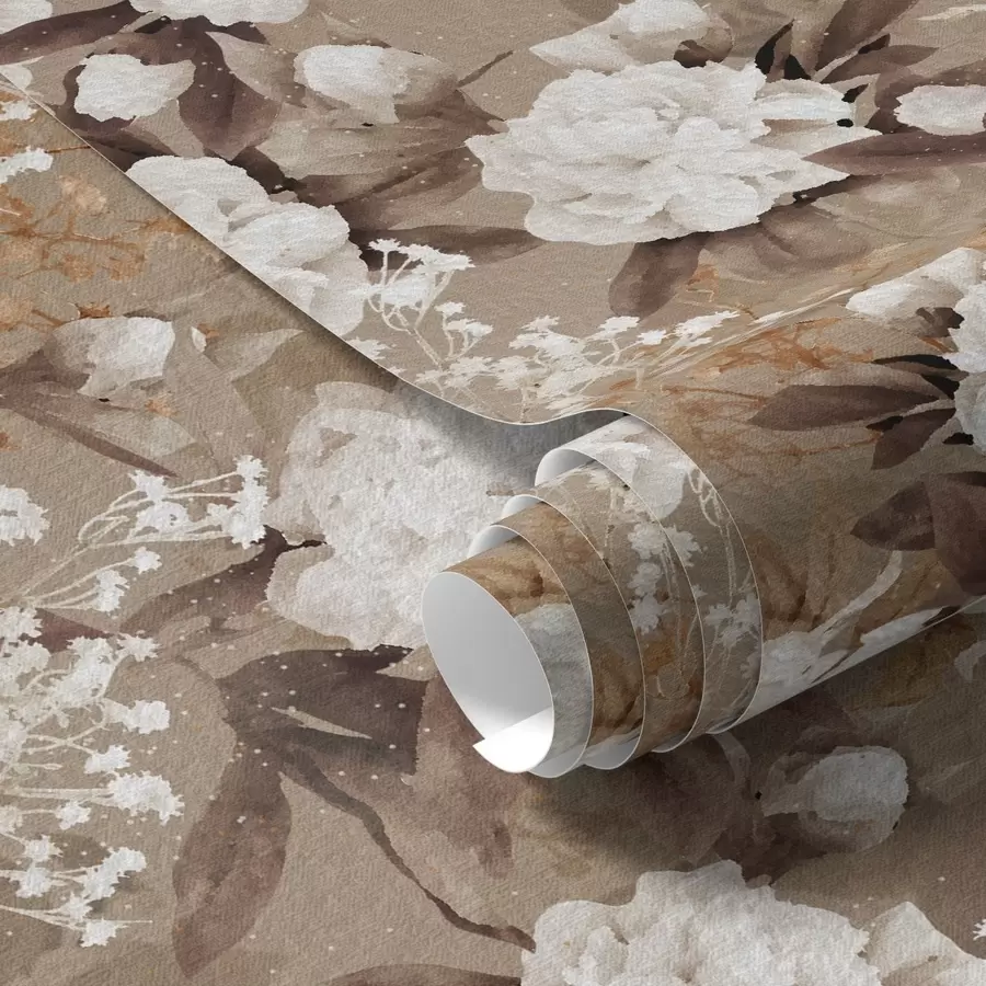 wall murals Топло беж божури на текстурираној позадини a01087