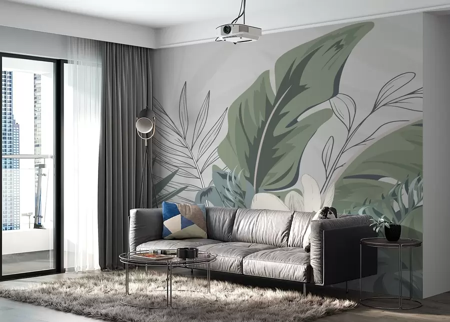 wall murals Бујно зеленило у меким пастелним тоновима w01598