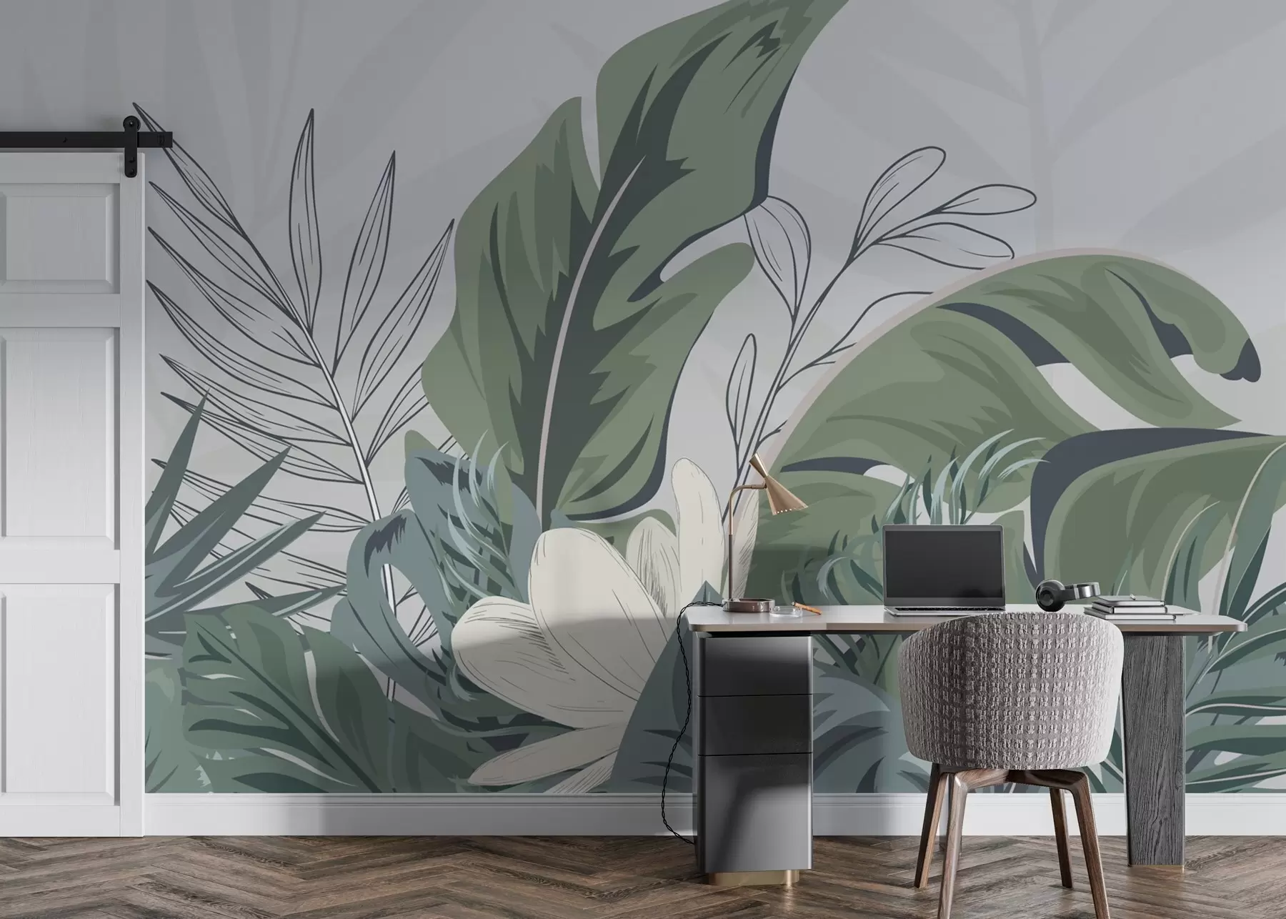 wall murals Бујно зеленило у меким пастелним тоновима w01598
