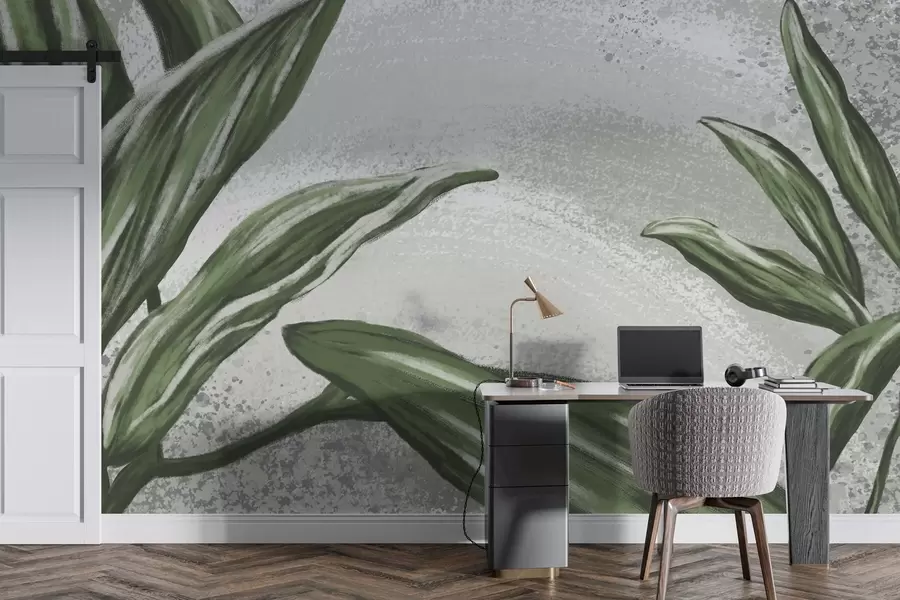 wall murals Бујно зеленило на текстурираној позадини w01682