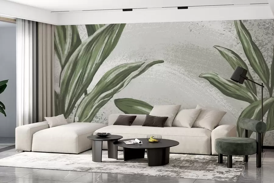 wall murals Бујно зеленило на текстурираној позадини w01682