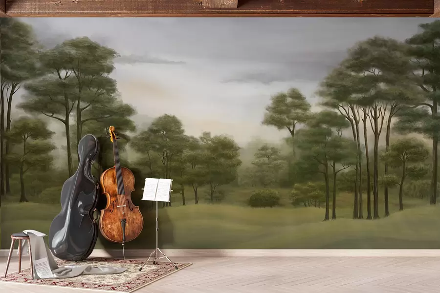 wall murals Спокојан шумски пејзаж у нежним нијансама w02193