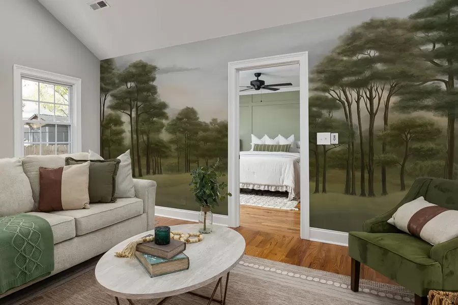 wall murals Спокојан шумски пејзаж у нежним нијансама w02193