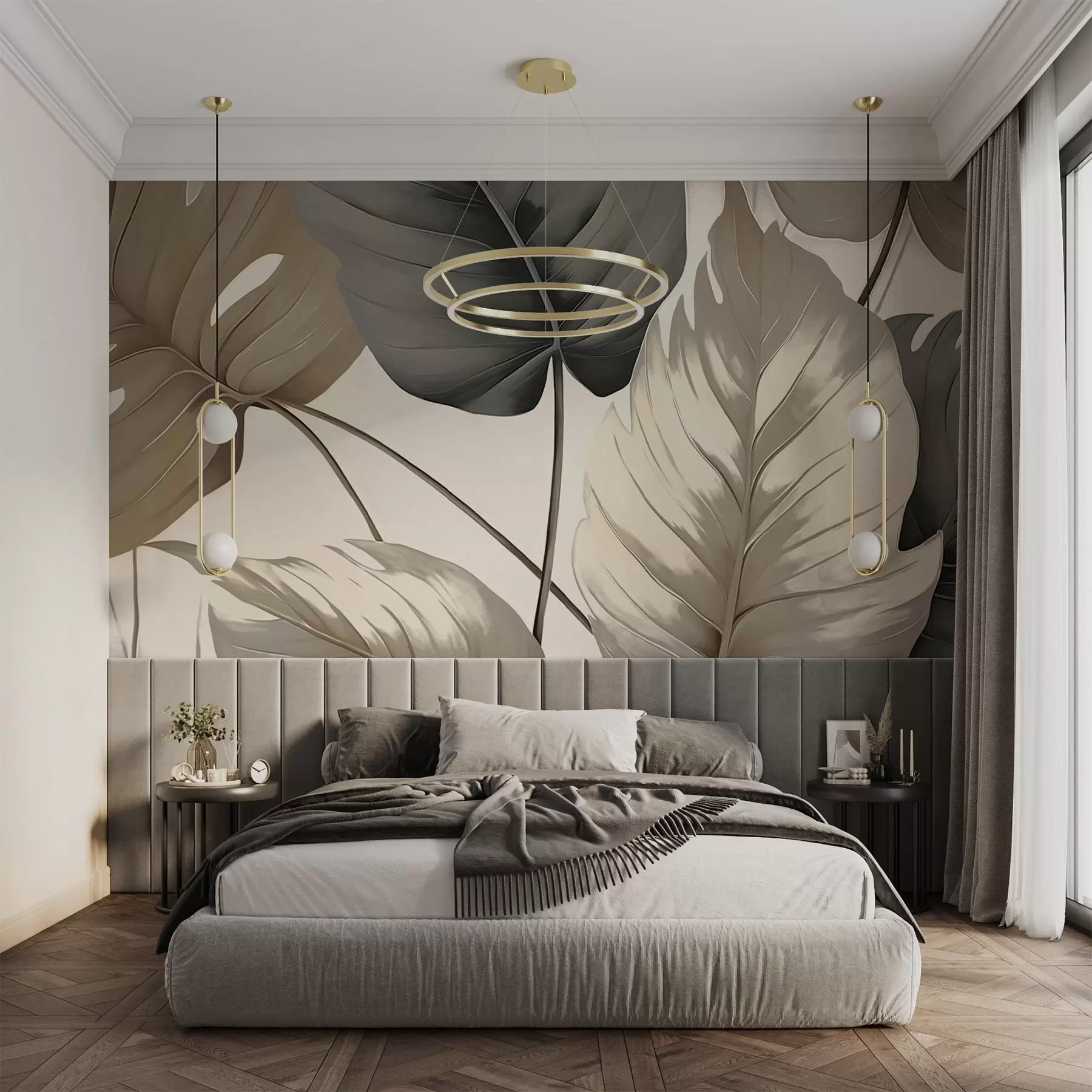 wall murals Лисне жиле стилизоване оловком w05034