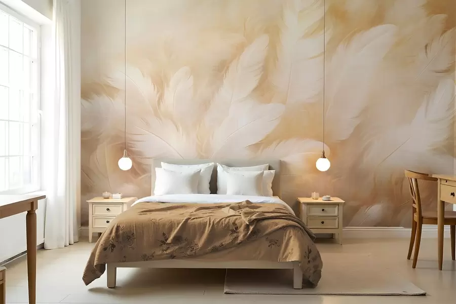 wall murals Бело и жуто перје са меком текстуром w09606