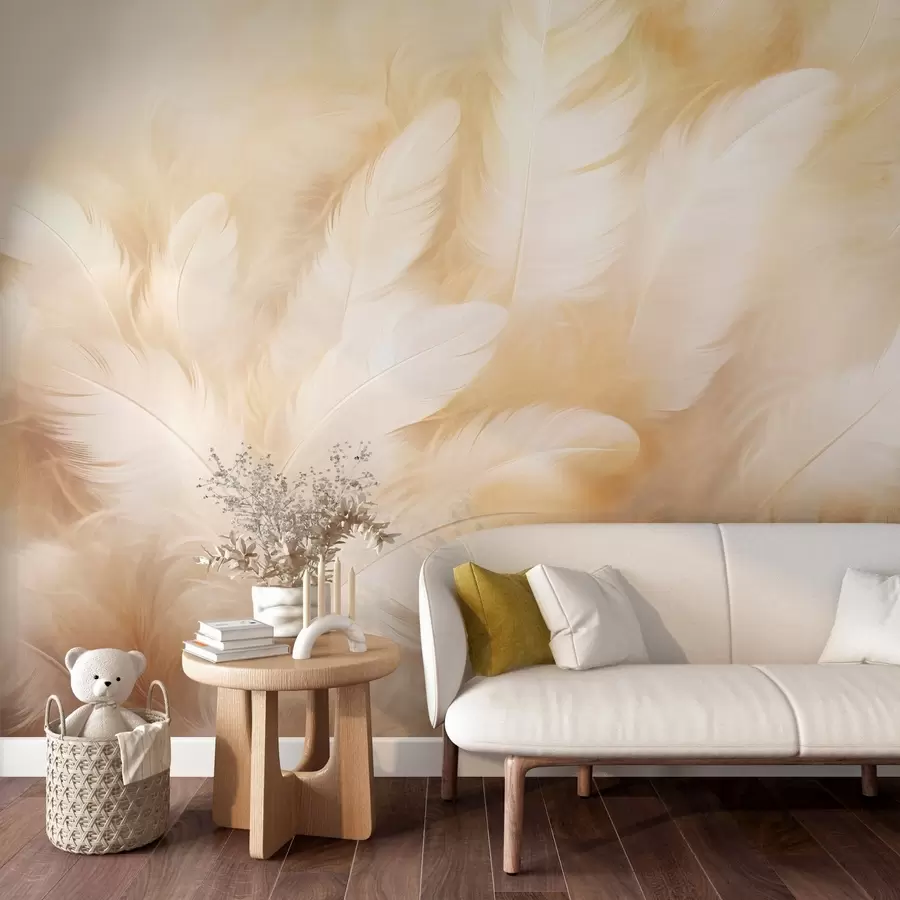 wall murals Бело и жуто перје са меком текстуром w09606
