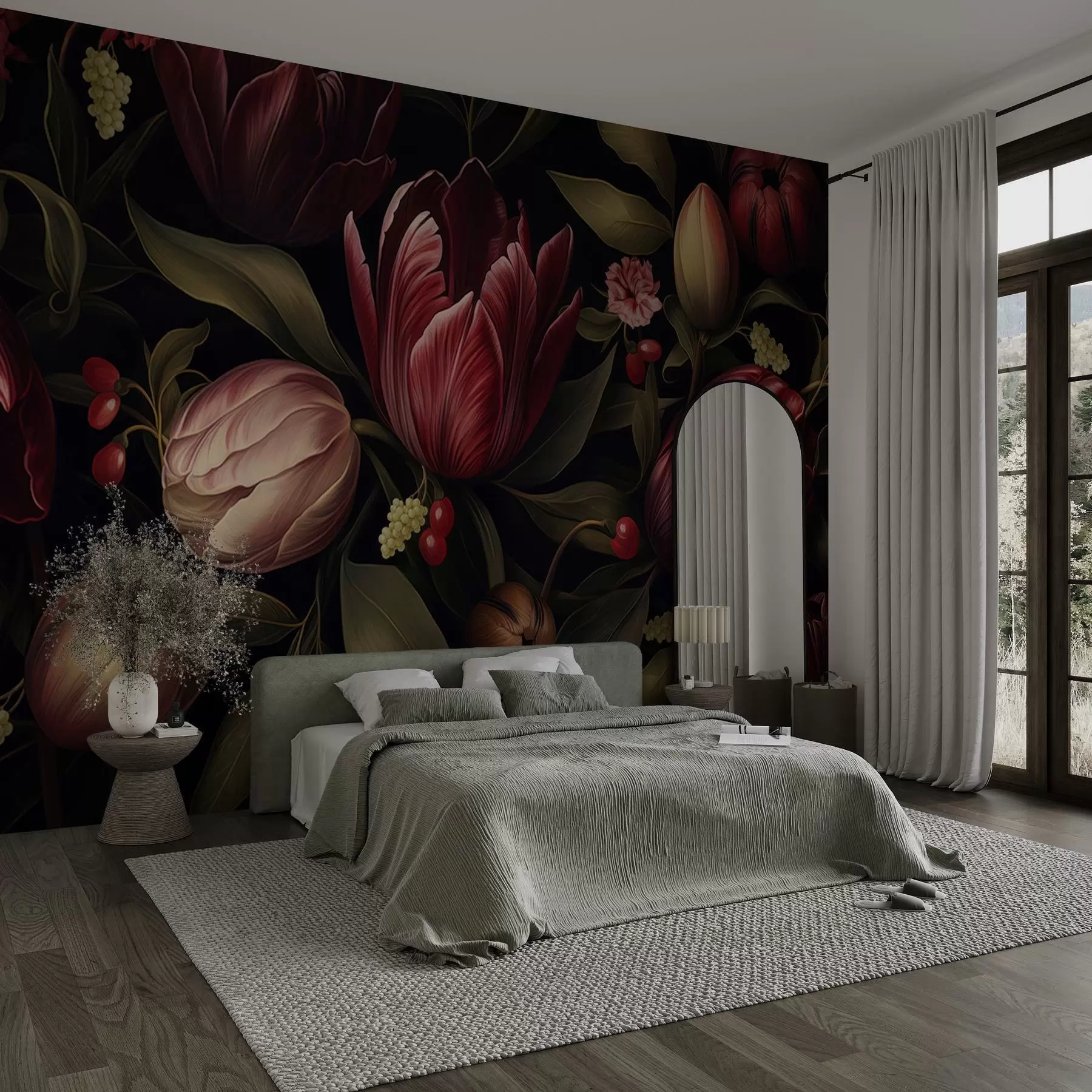 wall murals Врт тамних тулипана w05038