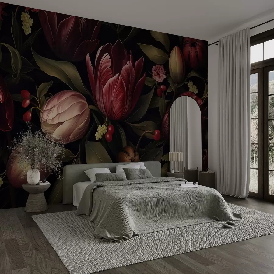 wall murals Врт тамних тулипана w05038