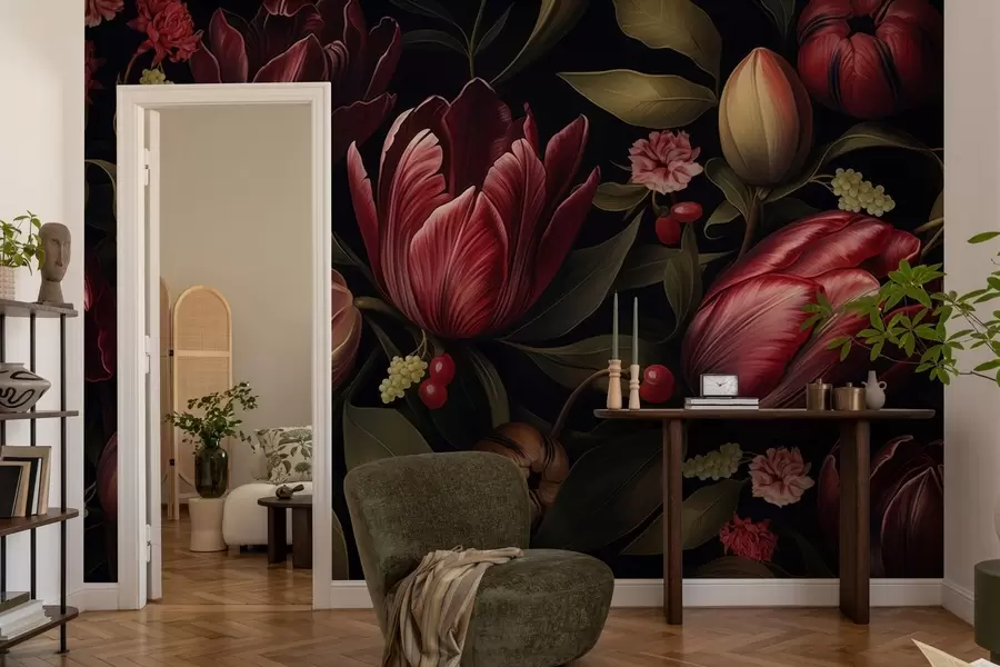 wall murals Врт тамних тулипана w05038