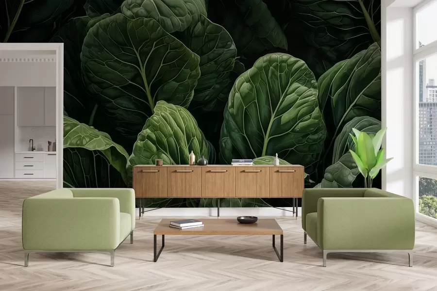 wall murals Разиграно зелено лишће w05043