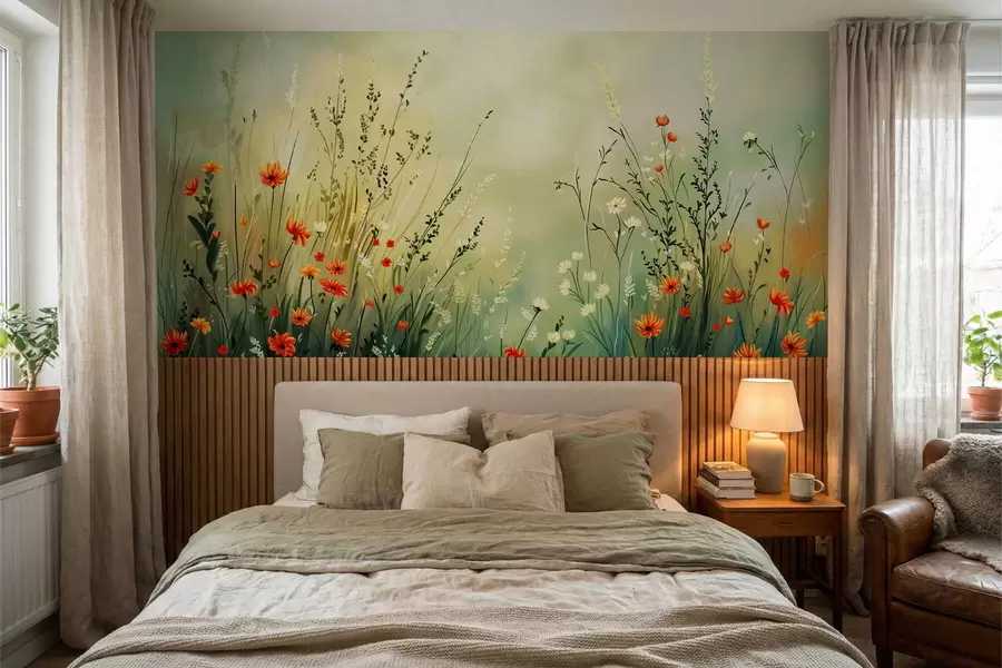 wall murals Ливадско цвеће и траве у меком сликарском стилу w05015