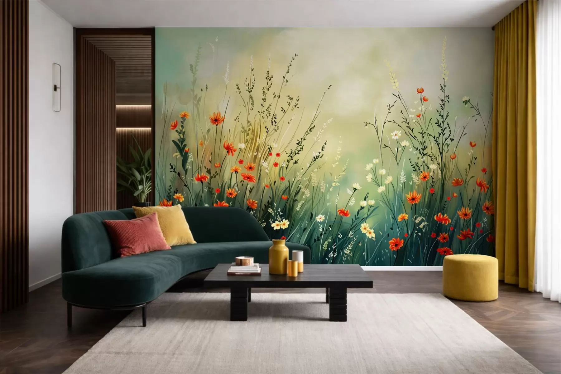 wall murals Ливадско цвеће и траве у меком сликарском стилу w05015