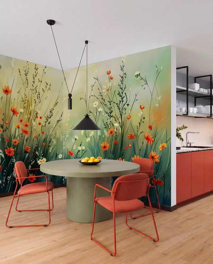 wall murals Ливадско цвеће и траве у меком сликарском стилу w05015
